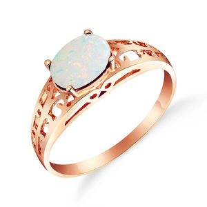 14K. SOLID GOLD FILIGREE RING WITH NATURAL OPAL (Rose Gold)